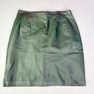 BAGATELLE Womens Size 14 Green Leather Skirt Fully Lined Back Zipper Iconic Y2K